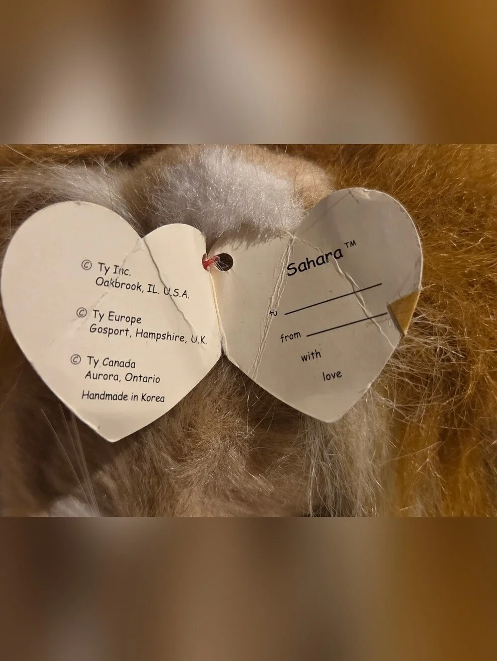 1997 Ty Sahara Beanie Buddy Plush Lion Stuffed Animal - Tan and White